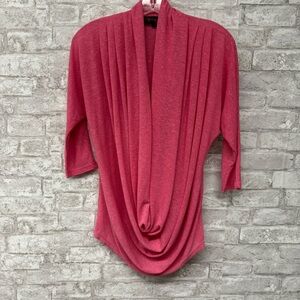 Alice + Olivia‎ Janie Draped Cowl-Neck Top Pink 3/4 Sleeve Jersey Small